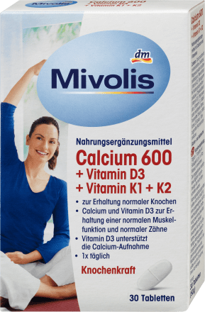 Mivolis Calcium 600 + Vitamin D3 + K1 + K2, 30 St., 50 g