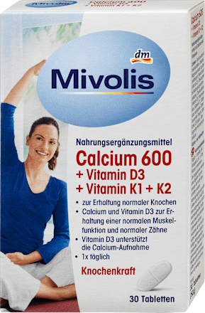 Mivolis Calcium 600 + Vitamin D3 + K1 + K2, 30 St., 50 g