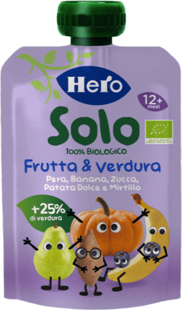 Hero Solo Frutta&Verdura pera, banana, zucca, patata dolce e mirtillo, 100 g  Acquisti online sempre convenienti