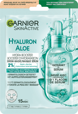 Garnier Skin Active 28 Aloe Hyaluronsäure Vera, + Tuchmaske Bomb Hydra g