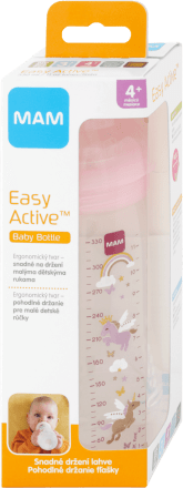 MAM - Biberon Easy active 6+ mois 330 mL décoré rose tétine débit X - Mon  ptit Hêtre