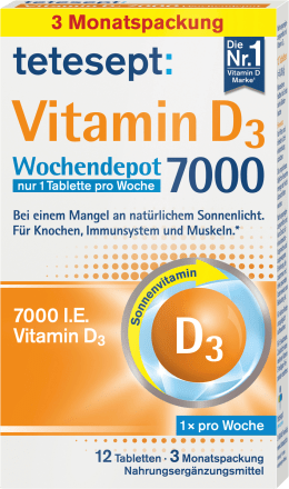 teteseptVitamin D3 7000 I.E. Wochendepot Tabletten 12 St, 6 g