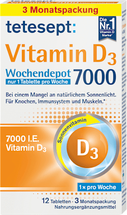 teteseptVitamin D3 7000 I.E. Wochendepot Tabletten 12 St, 6 g