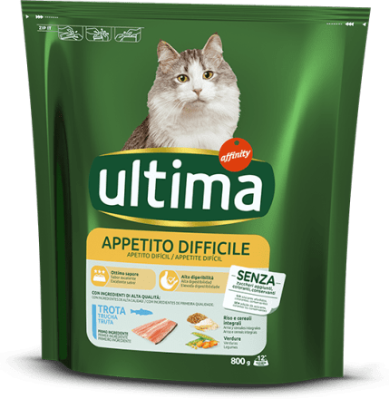 ultima Cibo secco con trota per gatti con appetito difficile, 800 g  Acquisti online sempre convenienti