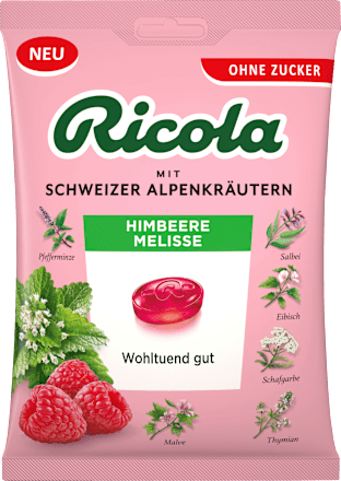 RicolaBonbon, Himbeere Melisse, zuckerfrei, 75 g