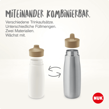 NUK Trinkflasche Edelstahl Mini-Me beige, 300ml, 1 St dauerhaft