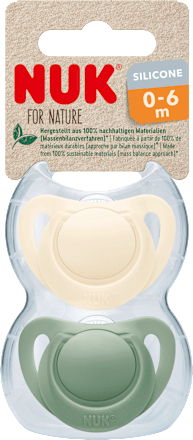 NUKSchnuller for Nature Silikon, grün/ beige, Gr.1, 0-6 Monate, 2 St