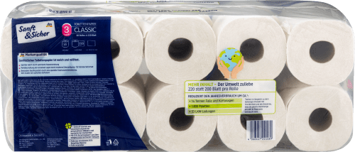 Sanft&Sicher Mega Roll Toilettenpapier Classic 3-lagig (20x220 Blatt), 20  St