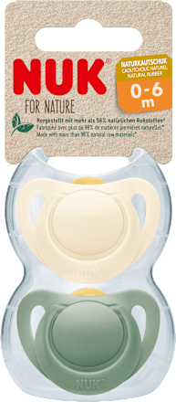 NUKSchnuller for Nature Latex, grün/beige, Gr.1, 0-6 Monate, 2 St