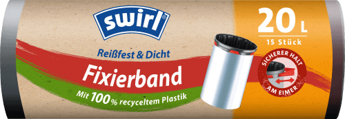 SwirlMüllbeutel 20 l Fixierband mit 100 % recyceltem Plastik, 15 St