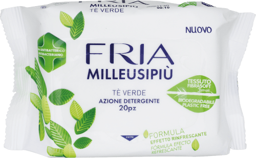 Milleusipiù salviette detergenti tè verde/blu FRIA