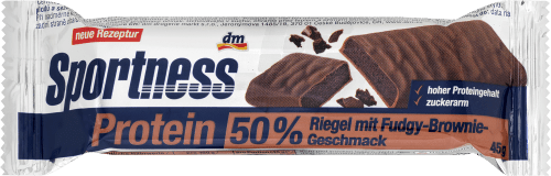 SportnessProteinriegel 50%, Fudgy Brownie Geschmack, 45 g