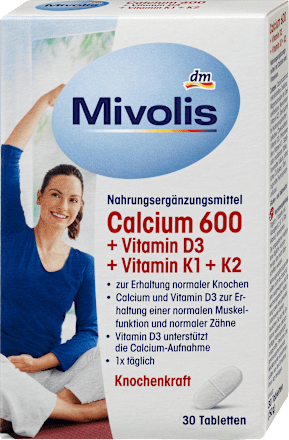 MivolisCalcium 600 + Vitamin D3 + K1 + K2, 30 St., 50 gNahrungsergänzungsmittel