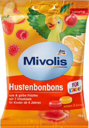 MivolisBonbon, rote und gelbe Früchte für Kinder, zuckerfrei, 75 g