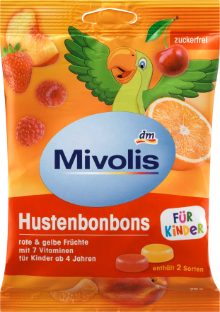 MivolisBonbon, rote und gelbe Früchte für Kinder, zuckerfrei, 75 g