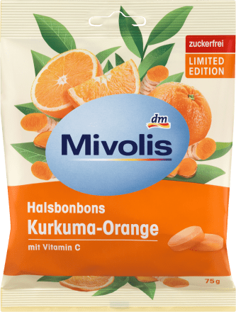 MivolisBonbon, Kurkuma & Orange, zuckerfrei, 75 g