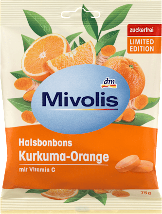 MivolisBonbon, Kurkuma & Orange, zuckerfrei, 75 g