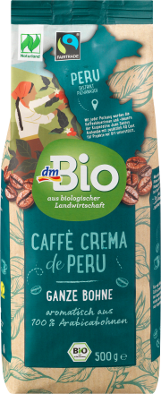 dmBioCaffè Crema de Peru, ganze Bohne, 500 g