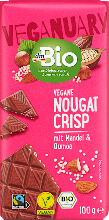 dmBioVegane Nougat Crisp mit Mandel und Quinoa, 100 g