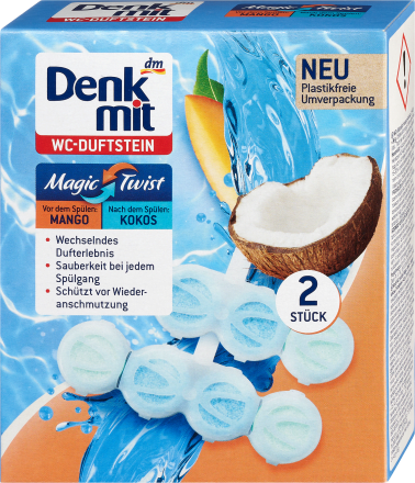 DenkmitWC-Duftstein Magic Twist Mango-Kokos, 2 St