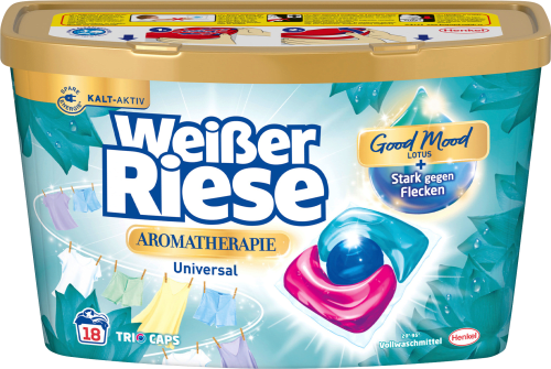 Weißer RieseUniversalwaschmittel Trio-Caps Lotus & Mandelöl, 18 Wl