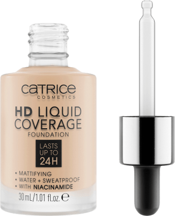 Foundation Liquid HD Coverage Waterproof 10 Light Beige, 30 ml