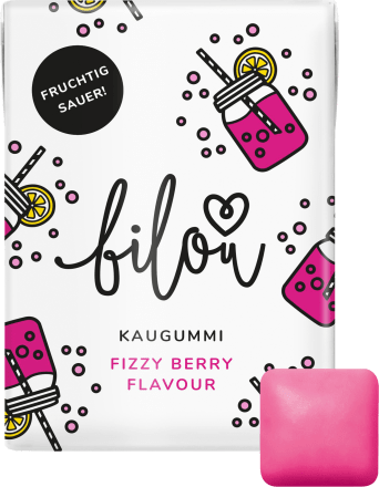 bilouKaugummi Fizzy Berry, zuckerfrei (10 Stück), 24 g