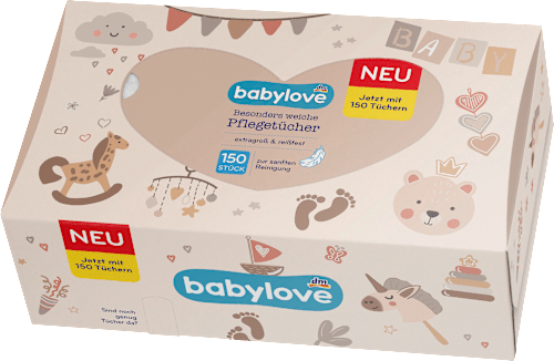 babyloveBabypflegetücher trocken 3lagig, 150 St