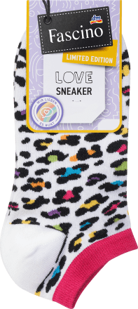 FascinoSneaker Socken mit Leo-Muster weiß & bunt, Gr. 39-42, 1 St