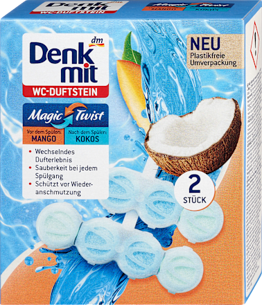 DenkmitWC-Duftstein Magic Twist Mango-Kokos, 2 St