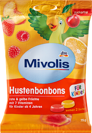 MivolisBonbon, rote und gelbe Früchte für Kinder, zuckerfrei, 75 g