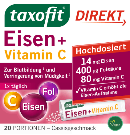 taxofitEisen + Folsäure + Vitamin C direkt Granulat (20 Stück), 22 gNahrungsergänzungsmittel