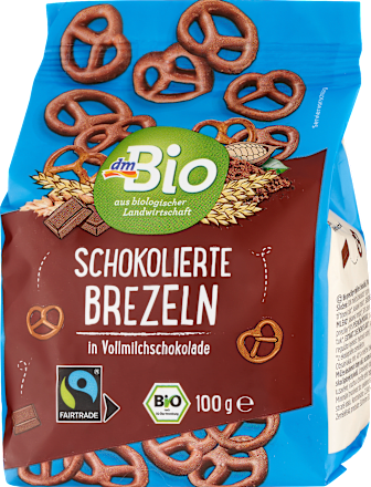 dmBioBrezeln, schokoliert in Vollmilchschokolade, 100 g