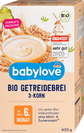 babyloveGetreidebrei Bio 3-Korn ab dem 6.Monat, 400 gBeikost