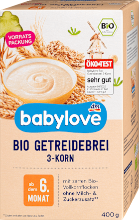 babyloveGetreidebrei Bio 3-Korn ab dem 6.Monat, 400 gBeikost