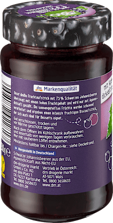 dmBio Fruchtaufstrich, Schwarze Johannisbeere 75 %, 250 g 