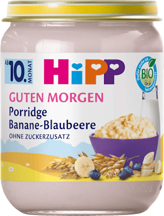 HippPorridge Frühstück Banane-Blaubeere Haferbrei ab dem 10. Monat, 160 gBeikost
