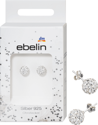 ebelinOhrstecker Kugel mit Strasssteinen 925 Silber, 2 St