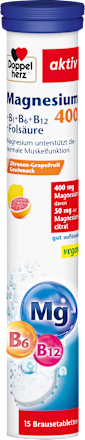 DoppelherzMagnesium 400 + Vitamine B6 + B12 + Folsäure Brausetabletten 15 St., 97,5 gNahrungsergänzungsmittel