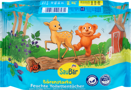 SauBärFeuchte Toilettentücher Bärenstark (2x60 St), 120 St