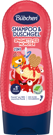 BübchenKinder Shampoo & Duschgel 2in1 Spaghetti-Eis Monster, 230 ml