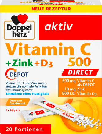 DoppelherzVitamin C 500 + Zink + D3 Depot Direktgranulat 20 St, 32 gNahrungsergänzungsmittel