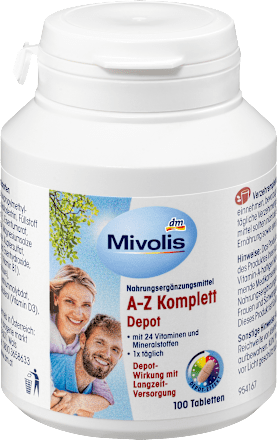 Complément Multivitamines MIVOLIS A-Z KOMPLETT 100 Comprimés - Date Limite 01/2027, Neuf
