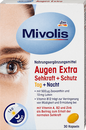 MivolisAugen Extra Sehkraft + Schutz, Tag + Nacht, Kapseln, 30 St., 30 StNahrungsergänzungsmittel