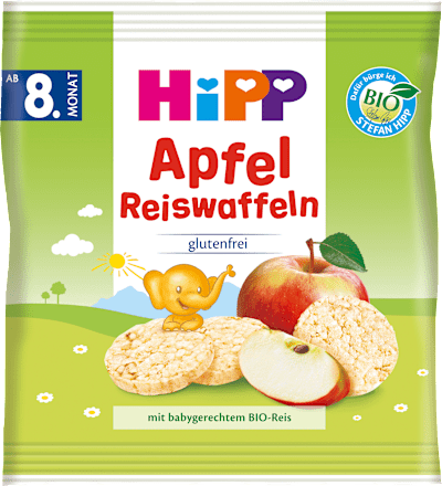 HippBabysnack Apfel Reiswaffeln, ab dem 8. Monat, 30 gBeikost