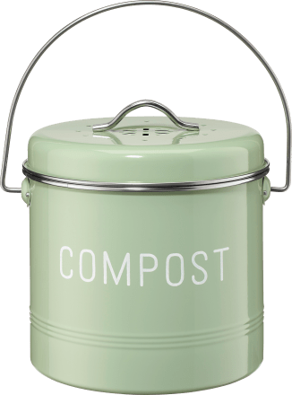Dekorieren & EinrichtenKomposteimer aus Metall mit Henkel, grün (19x21cm), 1 St