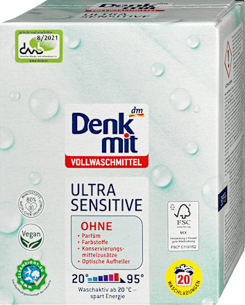 DenkmitVollwaschmittel Pulver Ultra Sensitive, 20 Wl