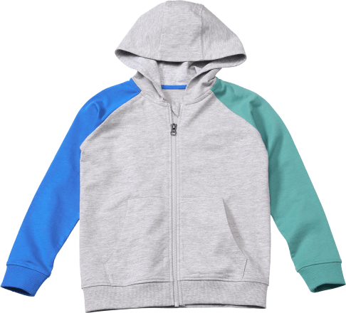 Sweatjacke mit Kapuze, grau \u0026 blau, Gr. 134, 1\\u00a0St