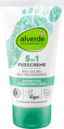 alverde NATURKOSMETIKFußcreme 5in1 mit Salbei & Weidenrinde, 75 ml