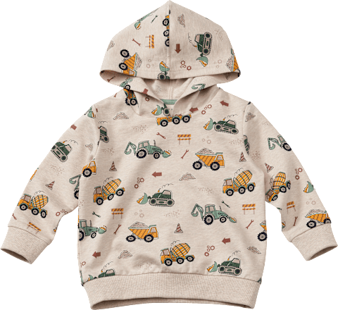 ALANA Sweatshirt mit Baustellen-Muster & Kapuze, beige, Gr. 122, 1 